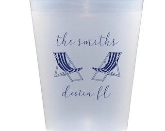 Beach house cups, Personalized beach cups, Personalized shatterproof cups, Customizable frosted cups, Vacation home gift, Beach trip cups