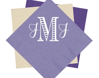 monogrammed cocktail napkin, wedding reception napkins, bridal shower napkins, monogram napkins, foil stamped napkins, personalized napkins