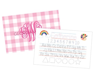 Personalized placemat, Gingham placemat, Alphabet Placemat, Customized Placemats for kids, Personalized gift for kids, Monogrammed placemat