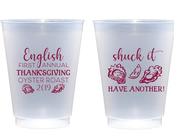 Oyster roast cups, Oyster cups, Shuck it cups, Oyster roast favor, Oyster roast decor, Personalized plastic cups, Shatterproof cups