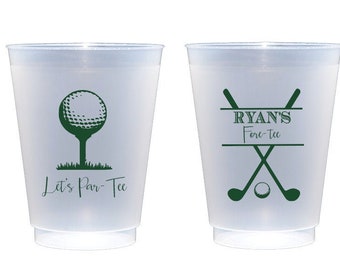 Golf party cups, Fore tee birthday, Let's par tee, Golf theme birthday, Personalized birthday cups, Guys birthday favor, Guy birthday cups