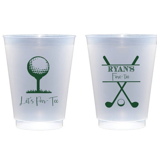 Golf party cups, Fore tee birthday, Let's par tee, Golf theme birthday, Personalized birthday cups, Guys birthday favor, Guy birthday cups