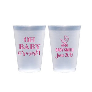 Baby shower cups, Oh baby it&#39;s a girl, It&#39;s a boy, Personalized cups, Shatterproof cups, Baby carriage cups, Baby shower party favor
