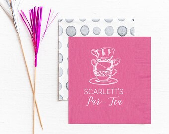 Tea party napkins, Tea party favor, Tea party decor, Tea party birthday, Birthday par tea, Personalized napkins, Girls birthday party