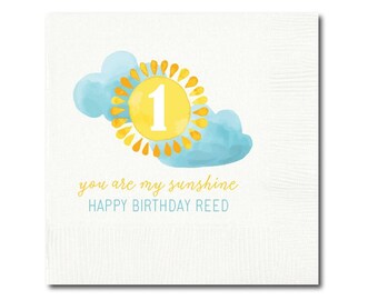 You are my sunshine napkins, sunshine birthday napkins, sunshine watercolor napkins, you are my sunshine theme party, little sunshine party