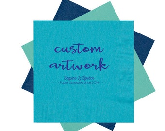 personalized napkins, custom artwork cocktail napkins, monogrammed napkins, party napkins, reception napkins, wedding napkins