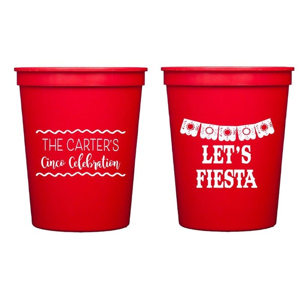 Fiesta cups, Fiesta party cups, Lets Fiesta, Personalized cups, Personalized plastic cups, Cinco de mayo cups, Fiesta birthday cups,