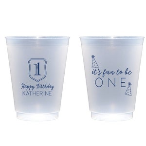 First birthday cups, It&#39;s fun to be one, Kids birthday cups, Pink first birthday decor, First birthday favor, Party hat decor, Frosted cups