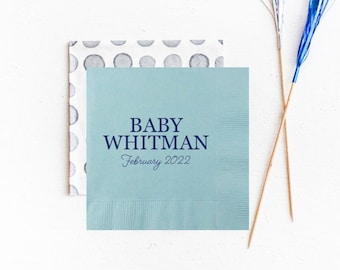 Baby shower napkins, Baby boy shower napkins, Personalized baby shower napkins, Light blue baby shower napkins, It's a boy baby shower