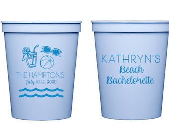Bachelorette cups, Beach bachelorette, Beach trip cups, Personalized bachelorette party cups, Bachelorette favor, Personalized plastic cups