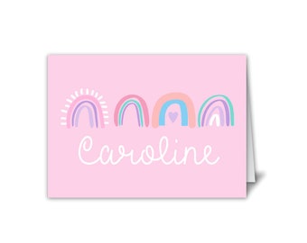 Rainbow stationery, Rainbow notecards, Girls stationery, Kids thank you notes, Personalized Children's stationery, Rainbow folded notecards