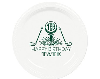 Golf birthday, Golf party plates, Golf birthday plates, Golf birthday decor, Golf birthday favor, Lets par tee, Monogrammed golf favor