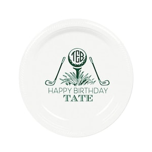 Golf birthday, Golf party plates, Golf birthday plates, Golf birthday decor, Golf birthday favor, Lets par tee, Monogrammed golf favor