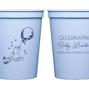 Classic Winnie the Pooh baby shower favor, Winnie the Pooh baby shower cups, Personalized baby shower cups, Baby boy shower decor