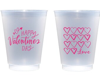 Valentines Cups, Valentines party favor, Personalized cups, Heart cups, Valentines Gift, Valentine's Favor, Custom frosted cups