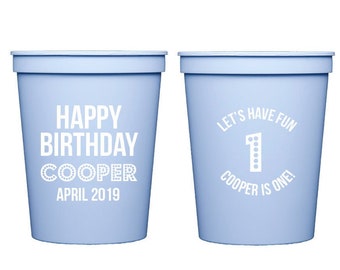 First birthday cups, First birthday party cups, Personalized birthday cups, Personalized cups, Kids birthday party cups, Kids party cups