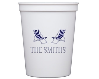 Beach house cups, Beach trip cups, Personalized plastic cups, Beach vacation cups, Custom cups, Beach chairs, Housewarming cups