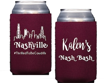Nashville bachelorette party, Personalized Neoprene can cooler, Bachelorette bash decor, Bridesmaid can cooler, Nashville wedding favor