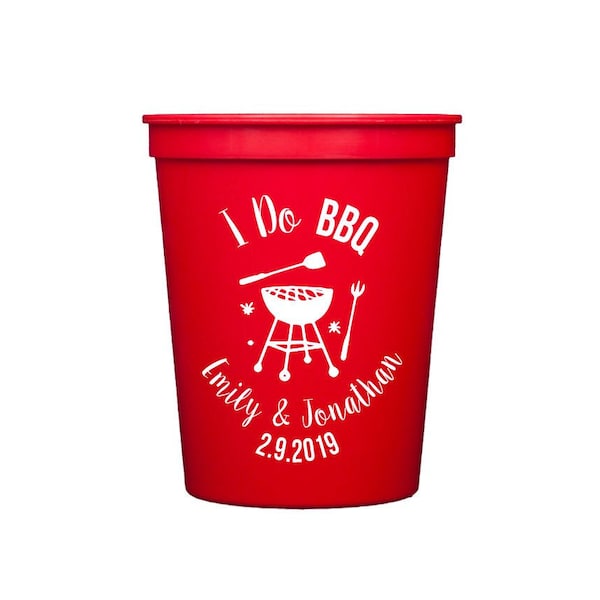 I do bbq, personalized bbq cups, bbq wedding shower cups, couples shower cups, monogrammed wedding cups, bbq party cups, custom party cups