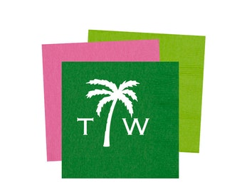 Palm tree napkins, Personalized napkins, Beach house napkins, Beach trip napkins, Beach theme birthday, Hostess gift idea, Paper napkins