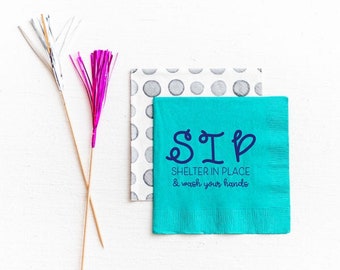 Shelter in place, Funny quarantine gift, Social distancing gift, Social distancing napkins, Wash your hands napkins, Funny napkins