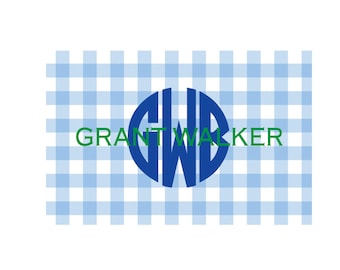 Kids personalized placemat, Boy placemat, Gingham placemat, Kids Placemat, Laminated placemat, Monogrammed placemat, Craft mat, Painting mat