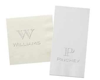Embossed napkins, Personalized napkins, Cocktail napkins, Embossed guest towels, Housewarming gift, Personalized gift, Guest bathroom towels