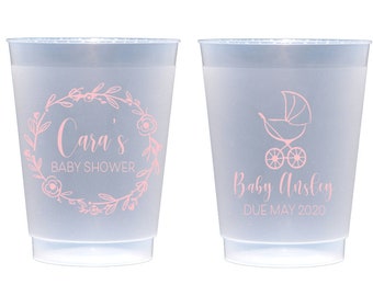 Baby shower cups, Personalized shower cups, Baby shower favor, Baby shower decor, Personalized plastic cups, Personalized frosted cups