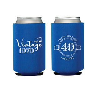 40th birthday can cooler, 40th birthday drink sleeve, Personalized can cooler, Personalized drink sleeve, Adult birthday favor, custom favor