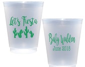 fiesta cups, fiesta baby shower cups, personalized shatterproof cups, personalized plastic cups, baby shower cups, custom frosted cups