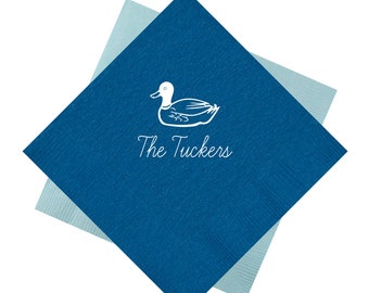 Personalized napkins, Duck napkins, Housewarming gift idea, Beverage napkins, Mallard duck decor, Mallard duck theme, Custom napkins