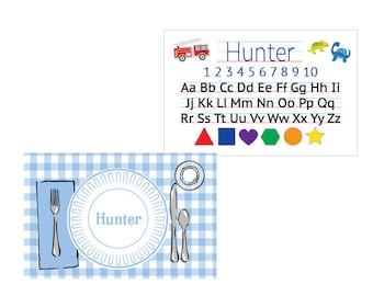 Kids placemat, Laminated placemat, Alphabet Placemat, Personalized placemat, Boy placemat, Customized Placemats for kids, Kids gift idea