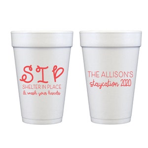 Shelter in place cups, Quarantine cups, Quarantine and chill, Quarantini, Personalized cups, Styrofoam cups, Funny social distancing cups