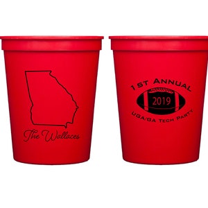 Tailgating cups, Tailgate party cups, Personalized plastic cups, Football party cups, Football season, Tailgate theme, State pride cups