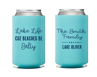 lake life can cooler, lake trip can cooler, lake house hugger, personalized can cooler, lake trip party favor, lake house gift
