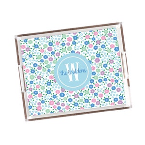 Acrylic tray, Lucite tray with insert, Personalized tray, Acrylic accessory, Floral tray, Personalized gift, Acrylic decor, Serving tray