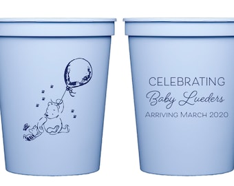 Classic Winnie the Pooh baby shower favor, Winnie the Pooh baby shower cups, Personalized baby shower cups, Baby boy shower decor