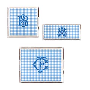 Acrylic tray, Monogrammed gingham tray, Monogrammed tray with insert, Lucite tray with insert, Personalized tray, Personalized gift