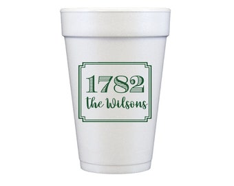 Housewarming party cups, Lake house cups, Pool party cups, Personalized foam cups, Housewarming gift, Monogramed foam cups, Styrofoam cups
