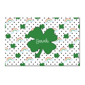 Kids placemat, St Patricks Day placemat, Personalized placemat for kids, laminated placemat, shamrock placemat, custom placemat