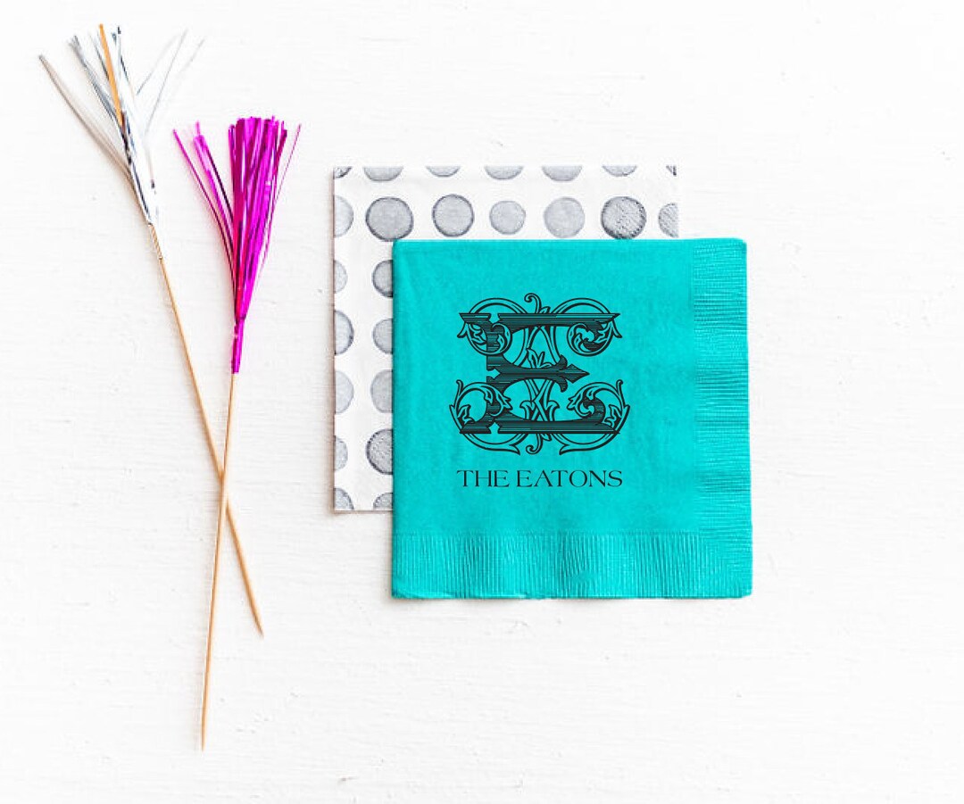 Vintage Monogram Napkins, Monogrammed Napkins, Personalized Napkins