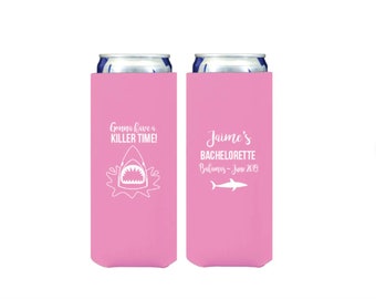 Bachelorette can cooler, Bachelorette party favor, Jaws, Bachelorette weekend, Bachelorette drink sleeve, Bachelorette gift idea, shark