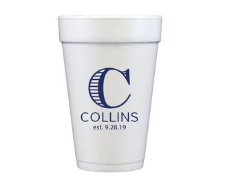personalized foam cups, Foam wedding cups, Wedding cups, Wedding party cups, Engagement party cups, Wedding shower cups, disposable cups