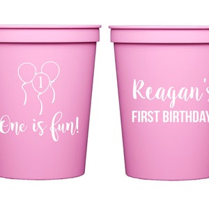 First birthday cups, Personalized birthday cups, Kids birthday cups, Kids birthday party favor, Children's party favor, Personalized cups