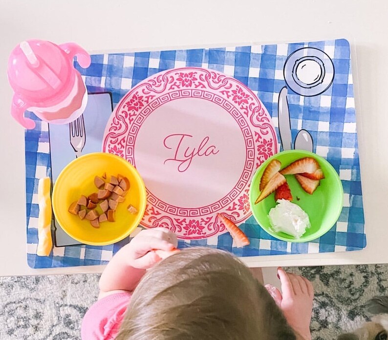 Personalized Placemat Kids Personalized Placemat Gingham Etsy