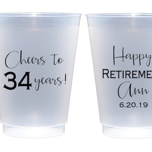 Retirement party cups, Happy retirement, Retirement party favor, Retirement cup, Personalized shatterproof cups, Personalized frosted cups,