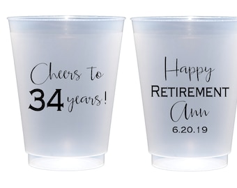Retirement party cups, Happy retirement, Retirement party favor, Retirement cup, Personalized shatterproof cups, Personalized frosted cups,
