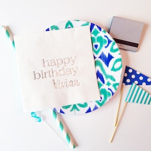 birthday napkins, personalized birthday party napkins, custom cocktail napkins, adult party favor, foil stamped party napkin, adult birthday