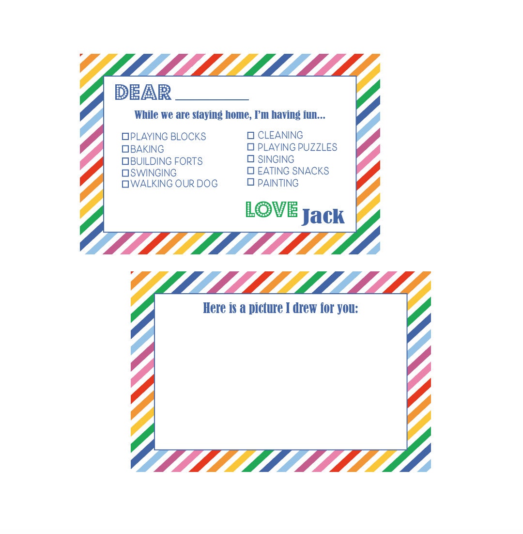 Social Distancing Card Social Distancing Cards, Quarantine Cards, Kids Fill in the Blank Notes ...