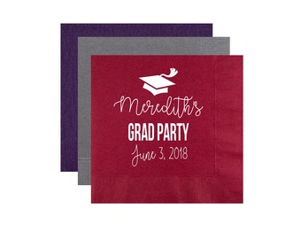 graduation party napkins, graduation napkins, class of 2019 napkins, monogrammed napkins, custom napkins, party napkins, beverage napkins